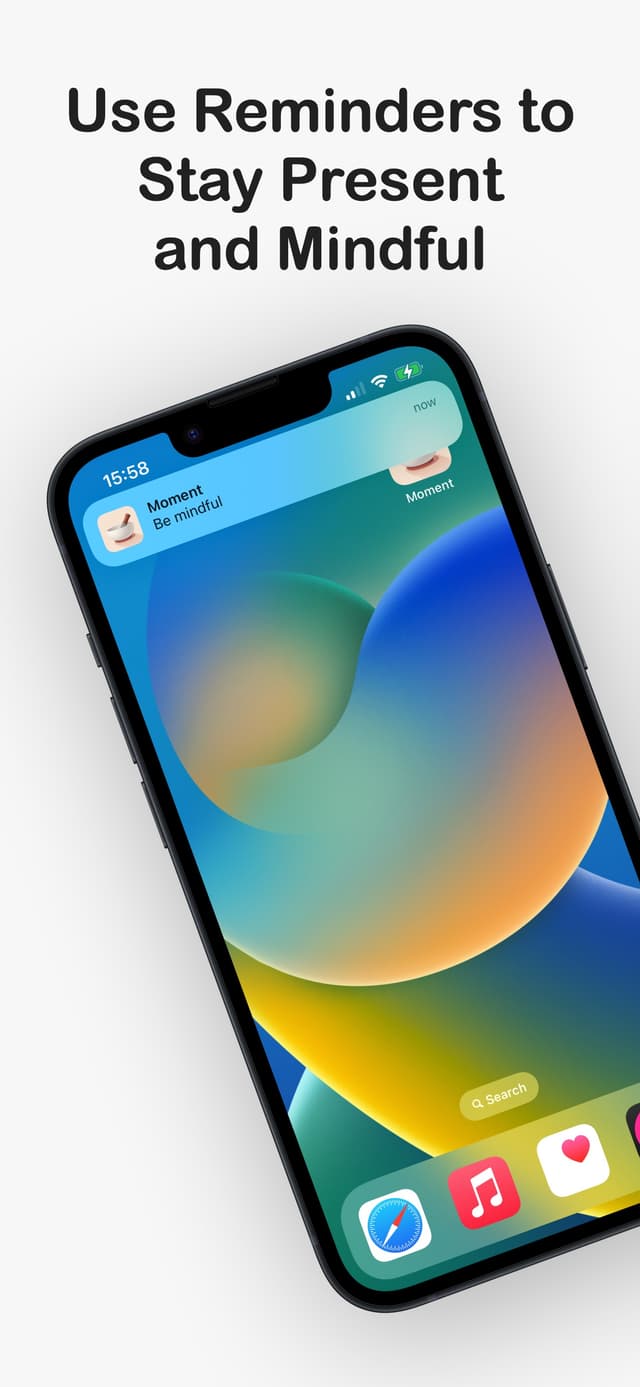 Moment mindfulness reminder app main screen